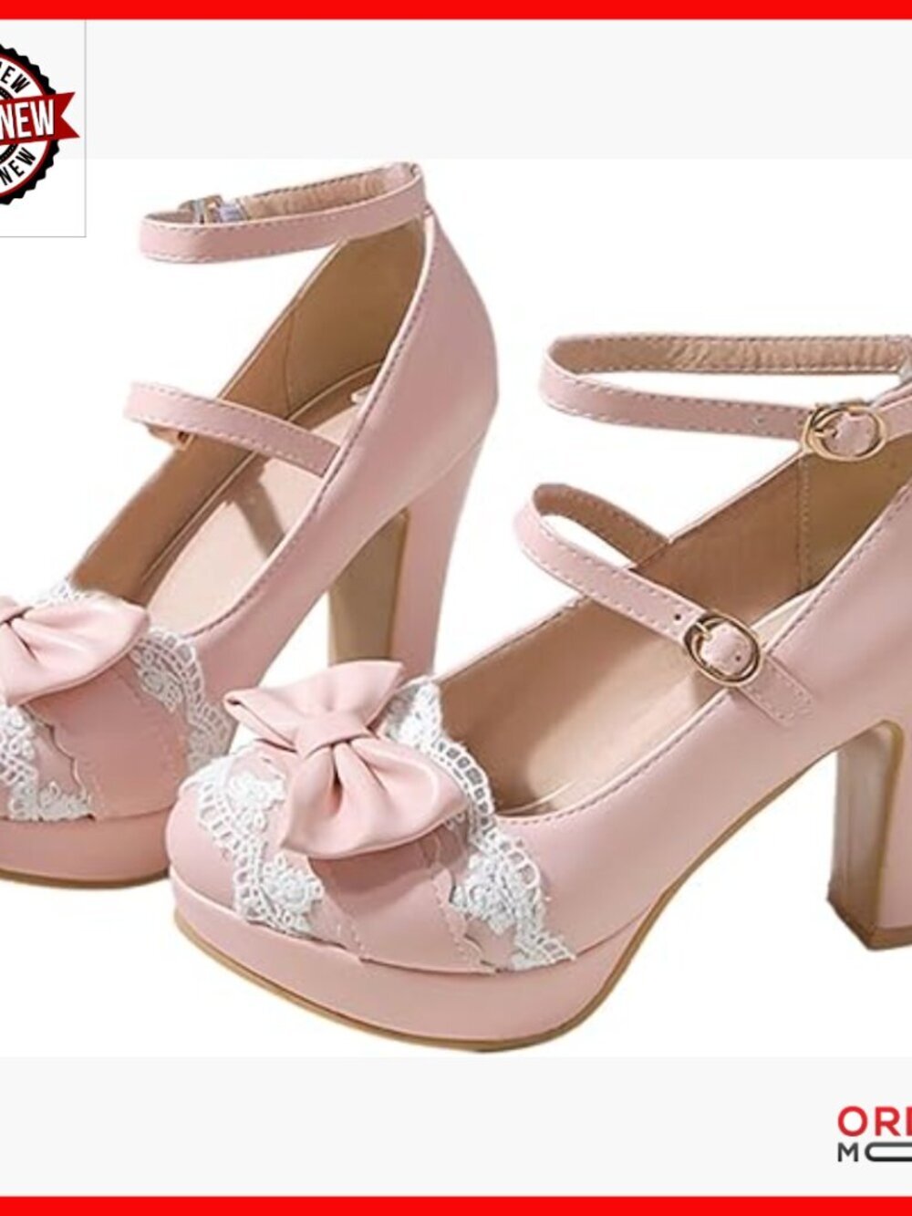 Women's Platform Heel Mary Jane Pumps with Bow Ankle Strap Vintage